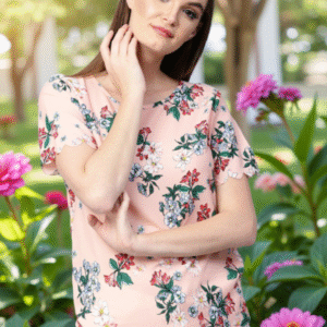 Women Peach-Coloured Floral Printed Top