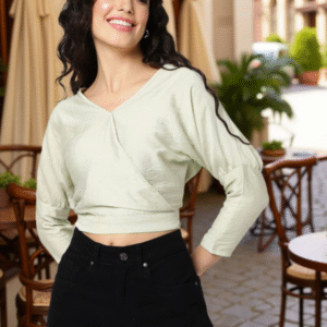 Solid Crepe Wrap Crop Top