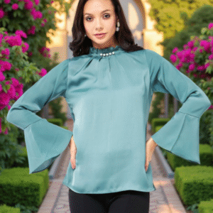 Round Neck Flared Sleeves Top